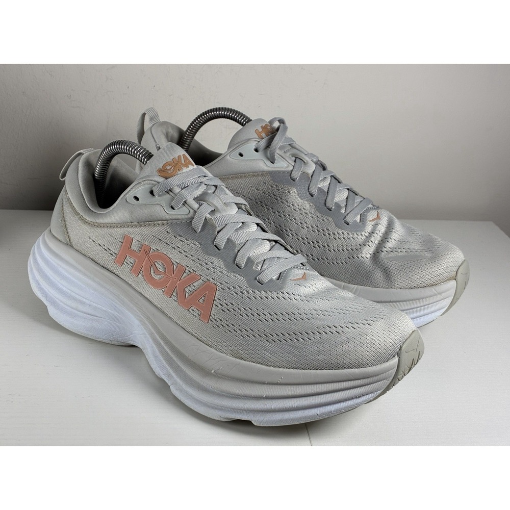 HOKA Bondi 8 Running Shoes Harbor Mist / lunar rock GRAY Size 10B